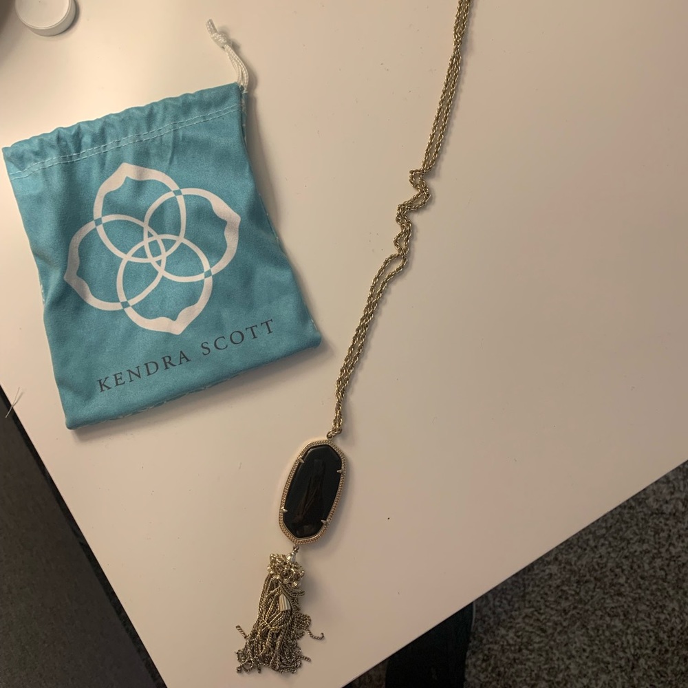 Kendra Scott Rayne Gold Pendant Necklace in Black